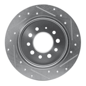 Hyundai Tiburon Brake Rotor (1) - Rear Left - R1 Concepts - Drilled & Slotted - Silver - `07-`08